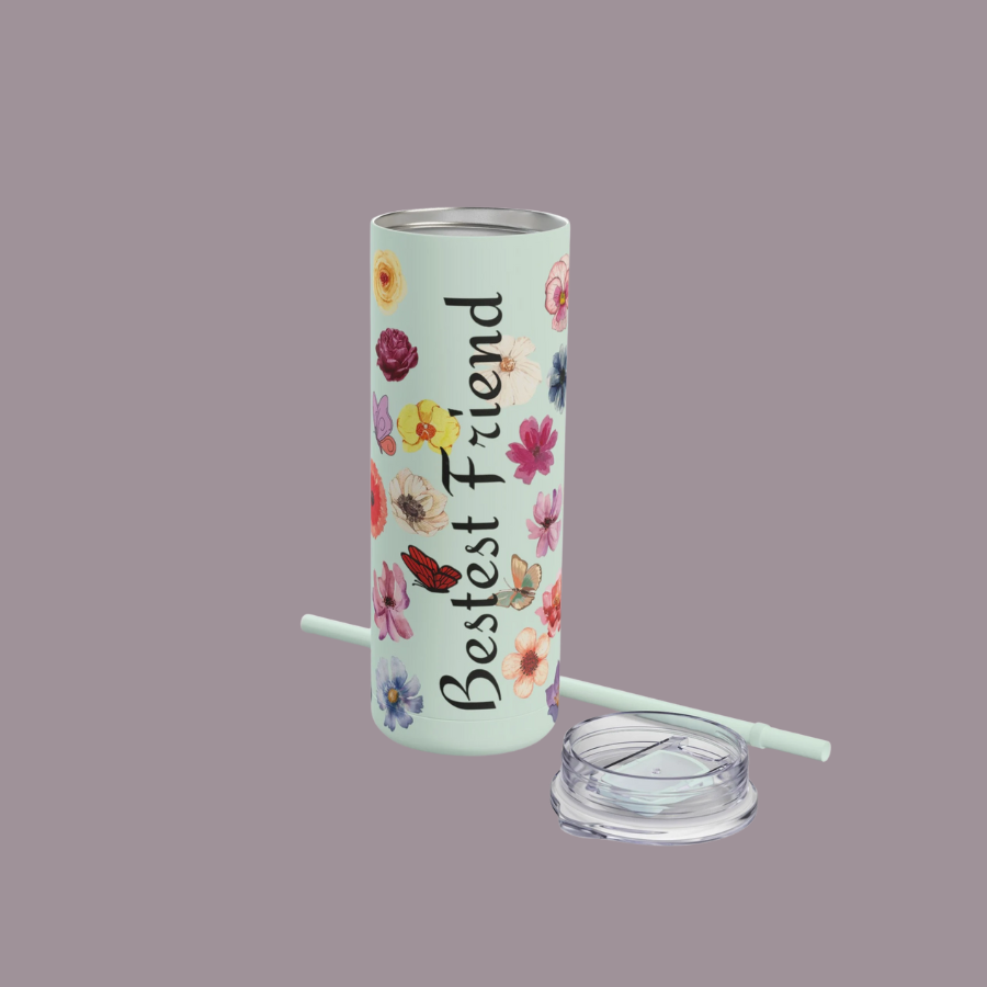 Bestest Friend Skinny Tumbler, Skinny Glossy Tumbler, Special Gift Tumbler, Great Friend Tumbler, Wildflower 20oz Skinny Tumbler, Matte  Skinny Tumbler, Aesthetic Skinny Tumbler, Minimalist Skinny Tumbler