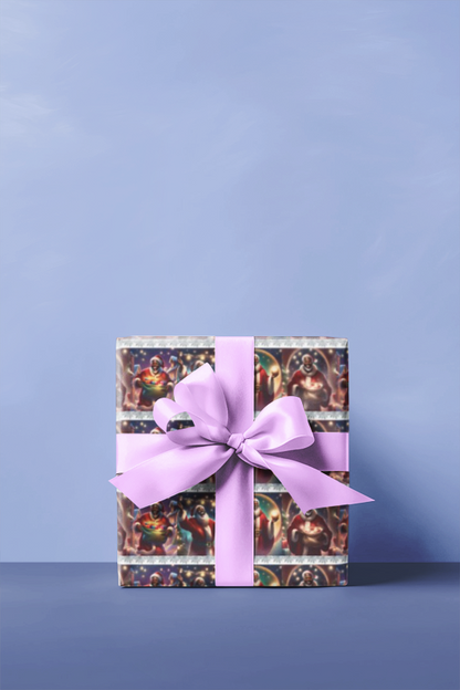 Afrocentric Santa Wrapping Paper Black Santa Gift Wrap Christmas Holiday Present Wrap Cultural Festive Gift Wrapping Sheet