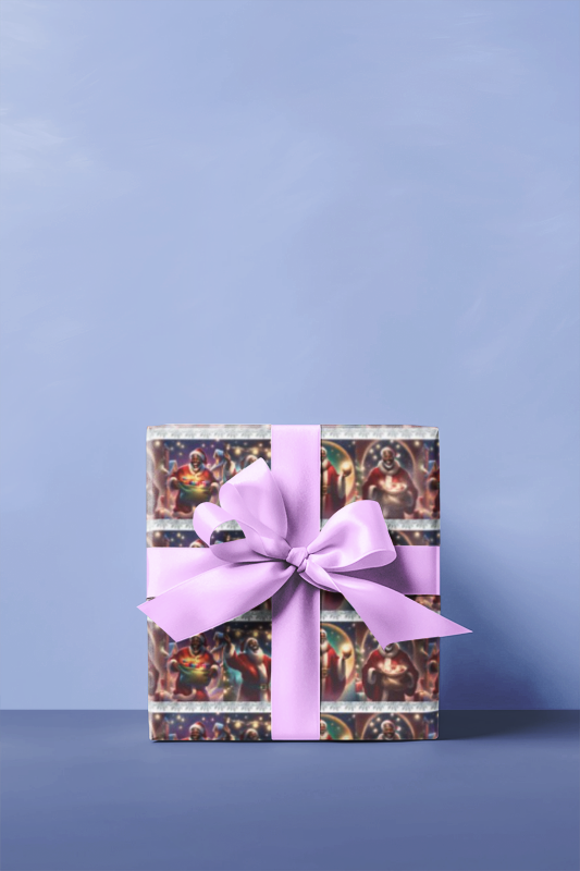 Afrocentric Santa Wrapping Paper Black Santa Gift Wrap Christmas Holiday Present Wrap Cultural Festive Gift Wrapping Sheet