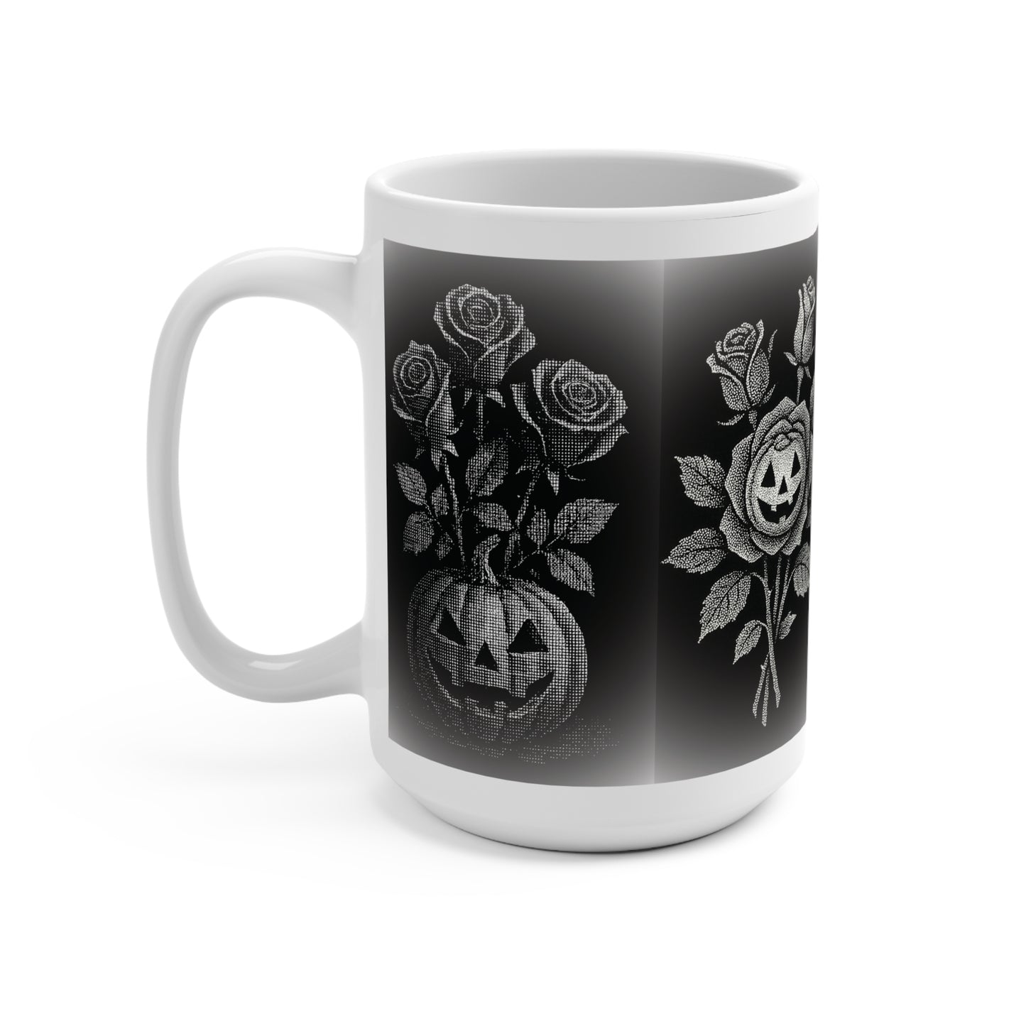 Black Pumpkin Rose Mug, Halloween Pumpkin Rose Mug, Eerie Rose Design Mug, Pumpkin Rose Mug, Halloween Pumpkin Rose Mug,