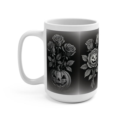 Black Pumpkin Rose Mug, Halloween Pumpkin Rose Mug, Eerie Rose Design Mug, Pumpkin Rose Mug, Halloween Pumpkin Rose Mug,