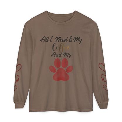 Coffee & Dog Lover Long Sleeve T-Shirt — 'Sweater Heart' Pet Mom Shirt