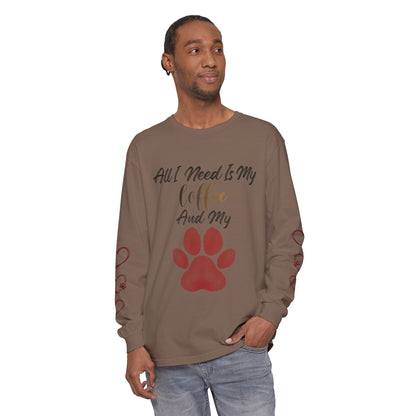 Coffee & Dog Lover Long Sleeve T-Shirt — 'Sweater Heart' Pet Mom Shirt