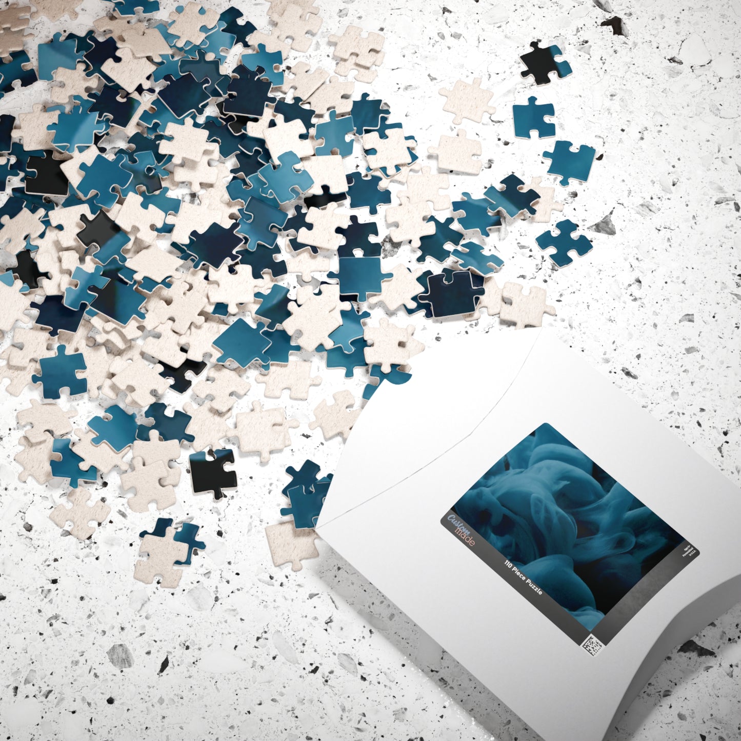 Smoky Blue Abstract Puzzle, Blue Vibrant Puzzle, Challenging Blue Puzzle, Blue Difficult Puzzle, Blue Gradient Puzzle, Difficult Blue Jigsaw