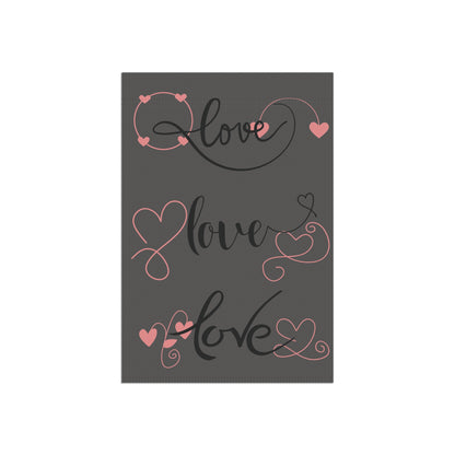 Welcome Love Garden Flag | Romantic Outdoor Yard Decoration | Heart Accent Seasonal House Flag | Valentine’s Day Porch Décor