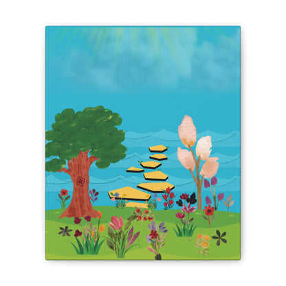 Flower Field for Children, Summer Fun Flower Field, Children Spring Flower Wall Art, Nursery Flower Field Canvas, Children Spring Flower Art