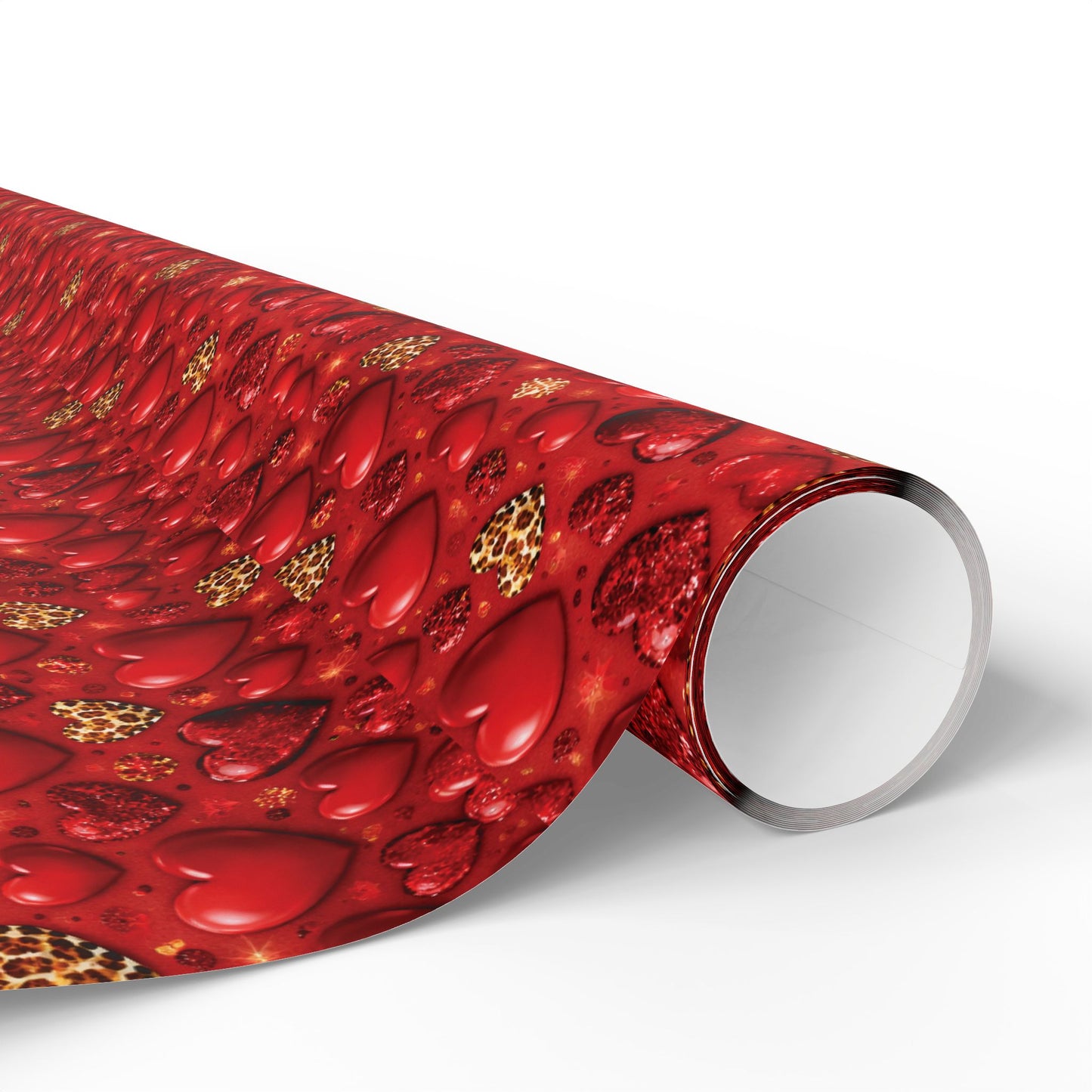 Valentine Heart Leopard Wrapping Paper — Romantic Animal Print Gift Wrap