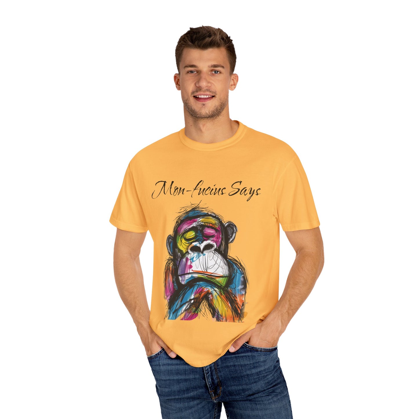 Mon Fucius Tee, Chill Vibe Monkey Shirt, Pop Art Monkey Tee Shirt, Abstract Monkey Shirt, Artistic Monkey Shirt, Bold Print Monkey Tee, Urban Style Monkey Tee Shirt