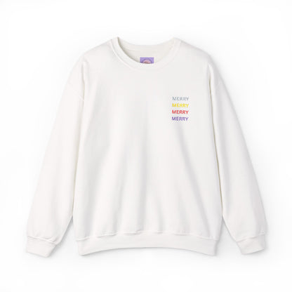 Embroidered Merry Christmas Sweatshirt, Retro Holiday Pullover, Colorful Merry Graphic Crewneck, Cozy Christmas Gift, Festive Winter Sweater