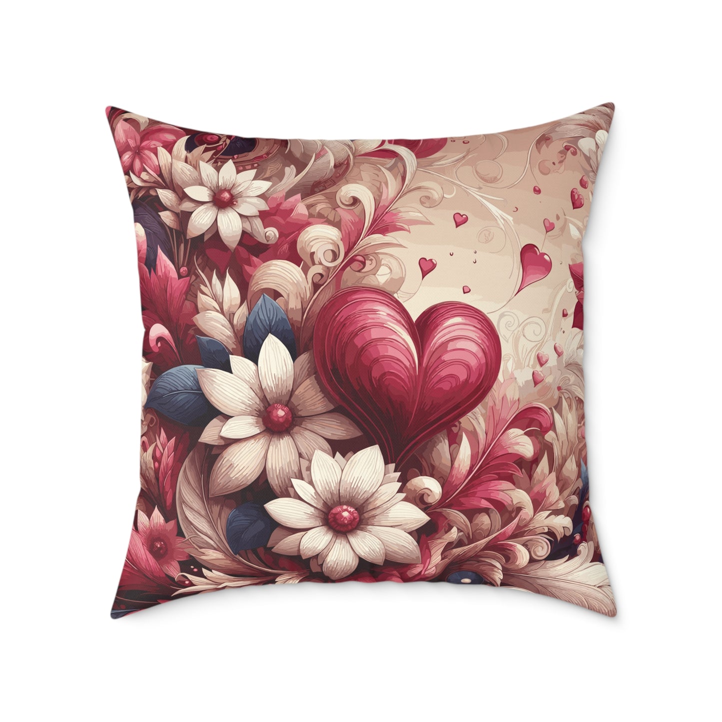 Love Heart Pillow, Valentine Love Pillow, Decorative Valentine Heart Pillow, Vintage Love Pillow, Floral Love Pillow, Romantic Heart Pillow