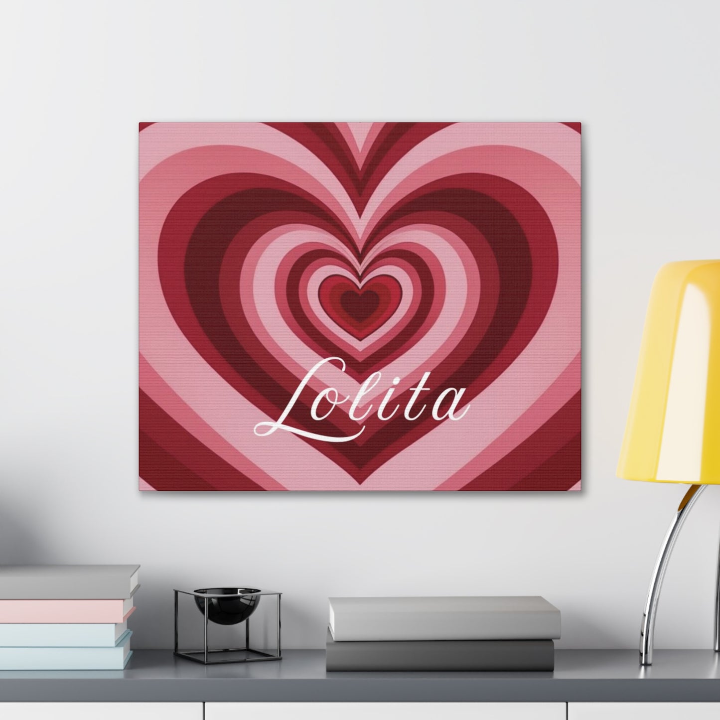 Heart Canvas Wall Art, Love Decor, Personalized Name Sign, Stretched Canvas Print, 0.75 Inch Depth, Customized Heart Design