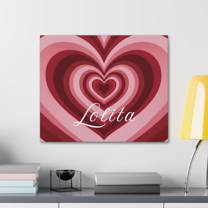 Heart Canvas Wall Art, Love Decor, Personalized Name Sign, Stretched Canvas Print, 0.75 Inch Depth, Customized Heart Design