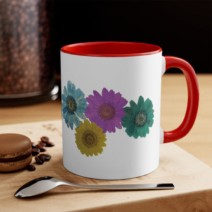 Colorful Daisy Coffee Mug, Boho Accent Mug, Mother’s Day Daisy Mug, Floral Accent Coffee Mug, Holiday Accent Coffee Cup, Nature Themed Mug,11oz Accent Mug