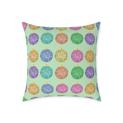 Multicolor Christmas Cushion, Christmas Ornament Cushion, Colorful Holiday Pillow, Ornament Print Pillow, Holiday Themed Throw Pillow, Colorful Christmas Pillow