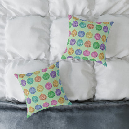Multicolor Christmas Cushion, Christmas Ornament Cushion, Colorful Holiday Pillow, Ornament Print Pillow, Holiday Themed Throw Pillow, Colorful Christmas Pillow