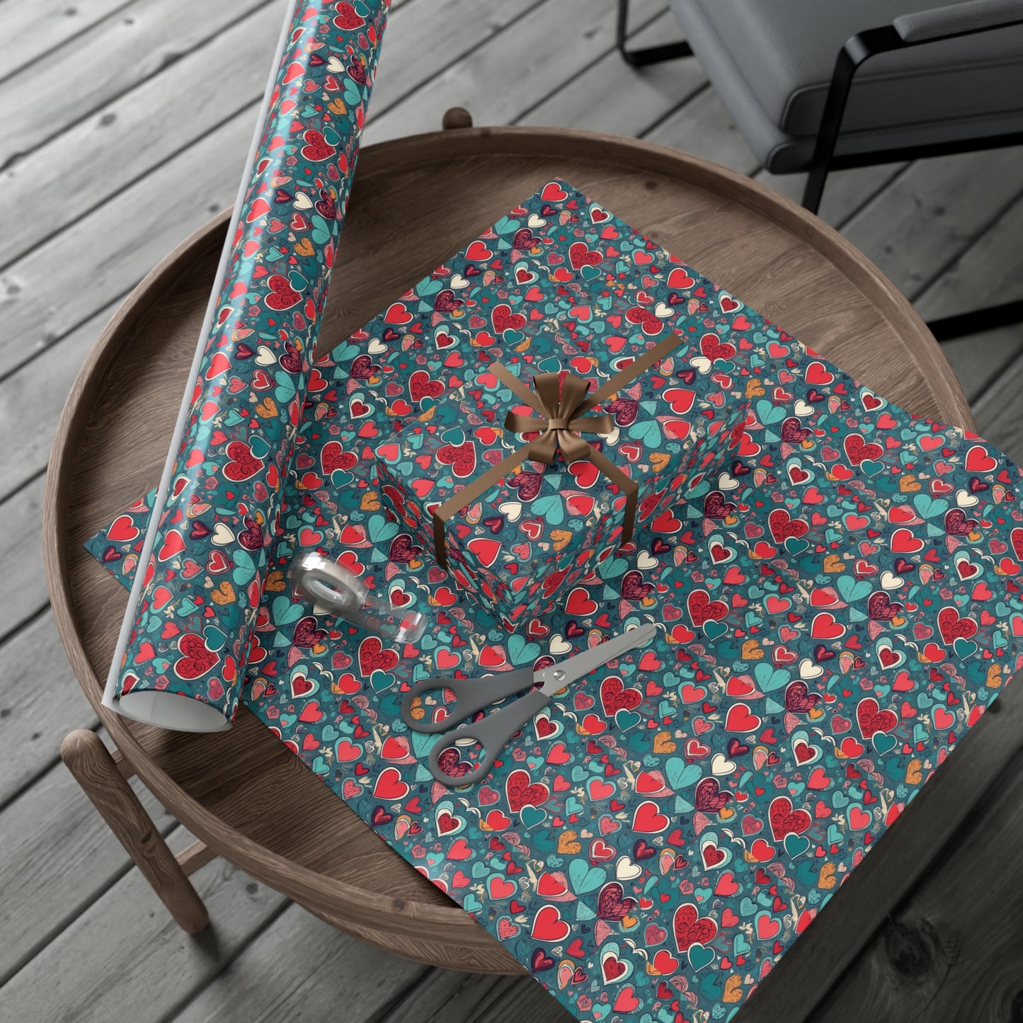 Watercolor Heart Wrapping Paper, Whimsical Love Paper Wrap,