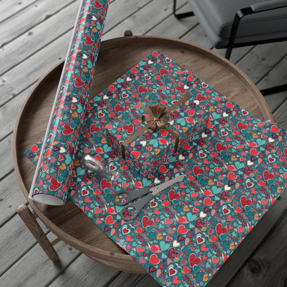 Watercolor Heart Wrapping Paper, Whimsical Love Paper Wrap,