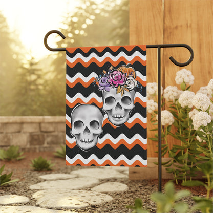 Skull Garden Banner, Spooky Flag Theme, Garden Skull Flag, Skull Lawn Flag, Skull Garden Flag, Day Of The Day Flag, Halloween Garden Flag