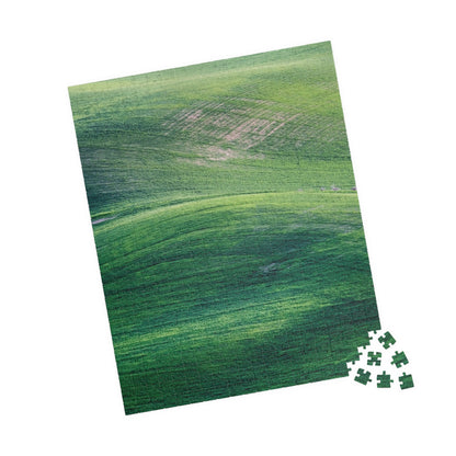 Jigsaw Puzzle (110, 252, 500, 1014-piece), Adult Puzzle, Family Puzzle, Puzzle, Sea Green Puzzle, Abstract Green Art Puzzle, Vibrant Green Puzzle, Green Minimalist Puzzle, Green Gradient Puzzle, Green Wave puzzle.