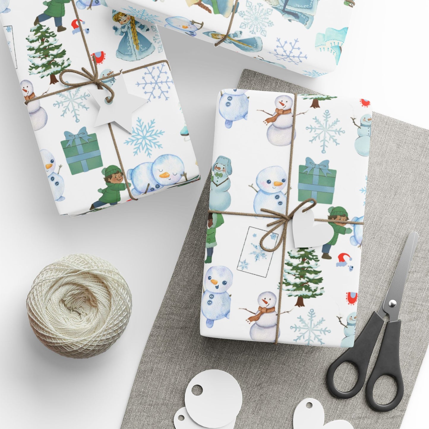 Wonderland Wrapping Paper Roll Snowman Winter Fun Gift Wrap Holiday Christmas Presents Children Festive Party