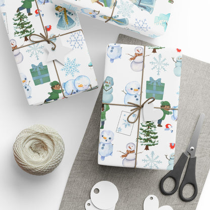 Wonderland Wrapping Paper Roll Snowman Winter Fun Gift Wrap Holiday Christmas Presents Children Festive Party