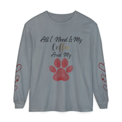 Coffee & Dog Lover Long Sleeve T-Shirt — 'Sweater Heart' Pet Mom Shirt