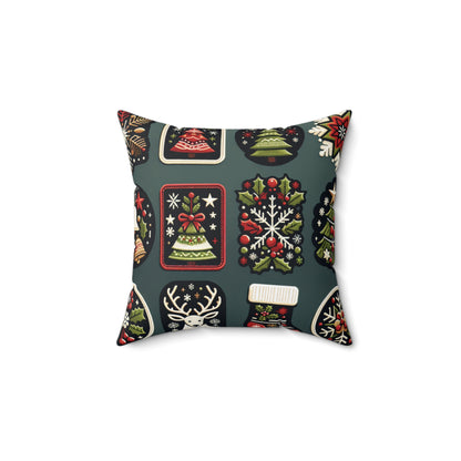 Christmas Cookie Pillow, Holiday Treat Cushion, Festive Christmas Tree & Holly Decor, Cozy Winter Throw Pillow, Whimsical Holiday Accent