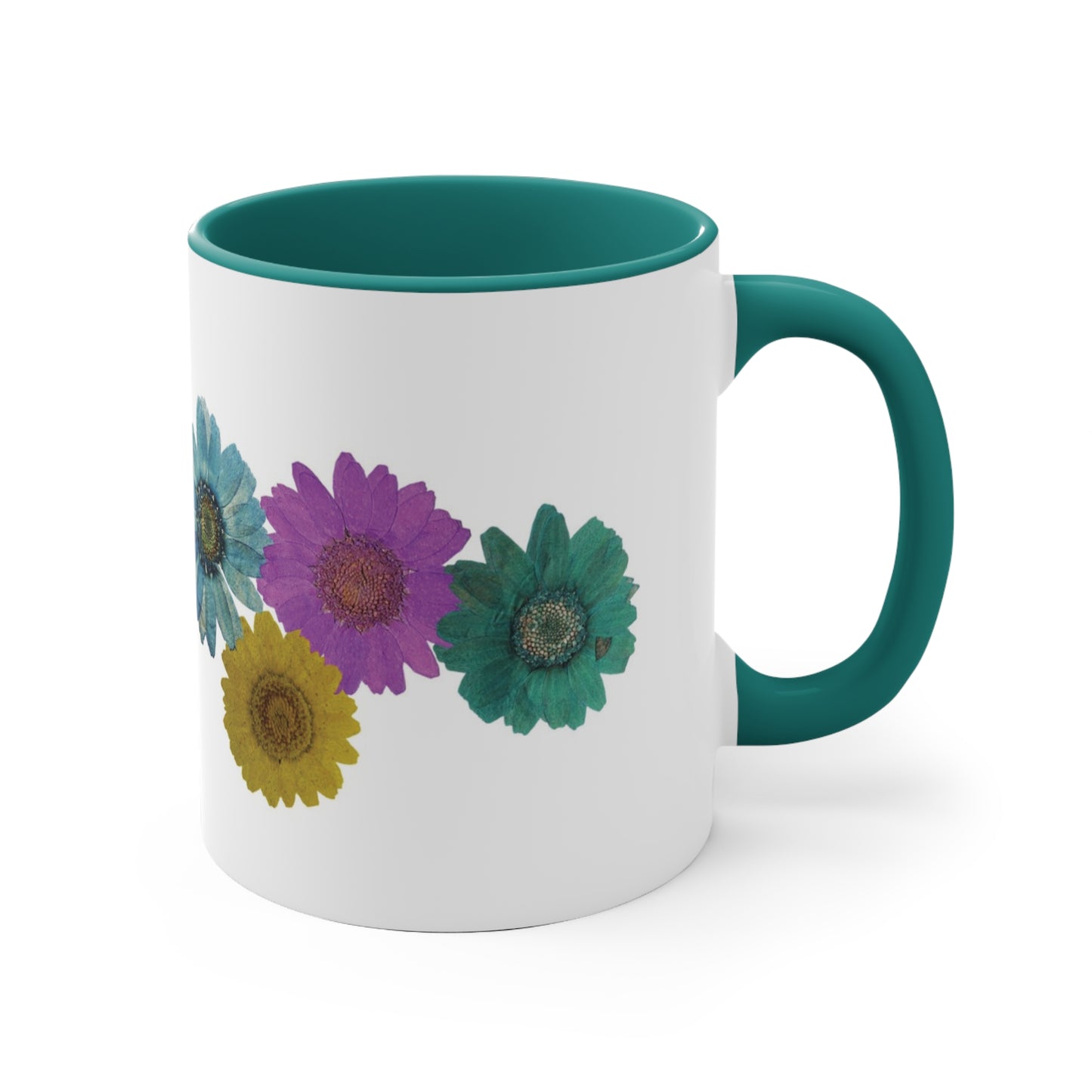 Colorful Daisy Coffee Mug, Boho Accent Mug, Mother’s Day Daisy Mug, Floral Accent Coffee Mug, Holiday Accent Coffee Cup, Nature Themed Mug,11oz Accent Mug