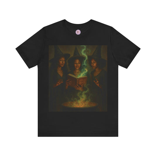 Witches Brew Tee Shirt, Witchy Trio Halloween T-Shirt: Spell Book & Cauldron Graphic Tee