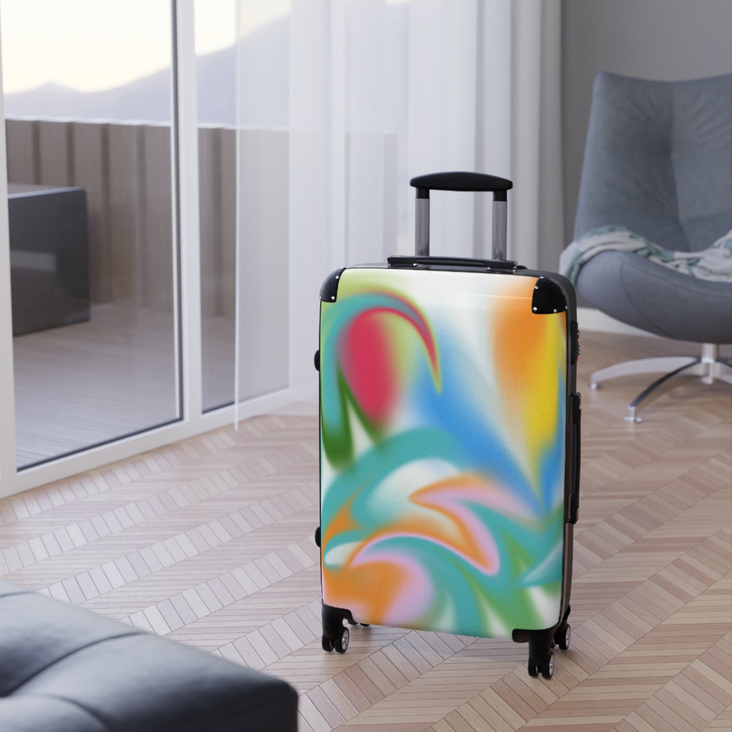 Abstract Art Suitcase, Colorful Rolling Suitcase, Art-Inspired Luggage, Trendy Carry-On Suitcase, Vibrant Suitcase, Artistic Luggage, Colorful Travel Luggage, Unique Carry On