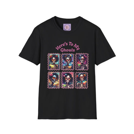 Halloween Ghouls T-Shirt, Day of the Dead Skeleton Shirt, Colorful Sugar Skull Tee, Fiesta Calavera Top, Halloween Skull Graphic T-Shirt Dia de Muertos Party Shirt