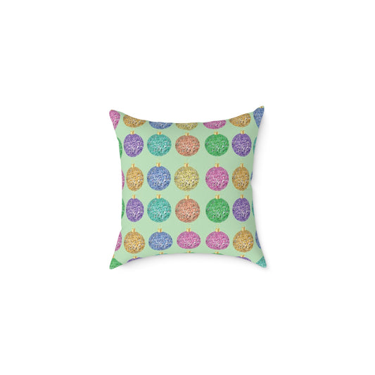 Multicolor Christmas Cushion, Christmas Ornament Cushion, Colorful Holiday Pillow, Ornament Print Pillow, Holiday Themed Throw Pillow, Colorful Christmas Pillow