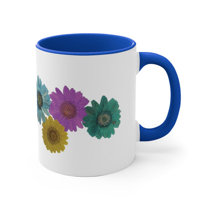 Colorful Daisy Coffee Mug, Boho Accent Mug, Mother’s Day Daisy Mug, Floral Accent Coffee Mug, Holiday Accent Coffee Cup, Nature Themed Mug,11oz Accent Mug