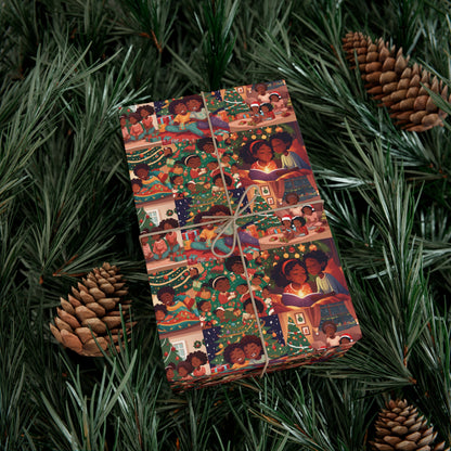 Modern Ethnic Holiday Wrapping Paper, African American Christmas Wrapping Paper, Diverse Holiday Paper,  Melain Christmas Paper, Children Christmas Wrap Paper, Family Christmas Wrapping Paper, Children Christmas Gift Wrap