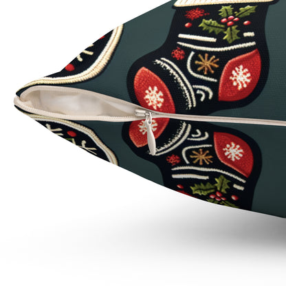 Christmas Cookie Pillow, Holiday Treat Cushion, Festive Christmas Tree & Holly Decor, Cozy Winter Throw Pillow, Whimsical Holiday Accent