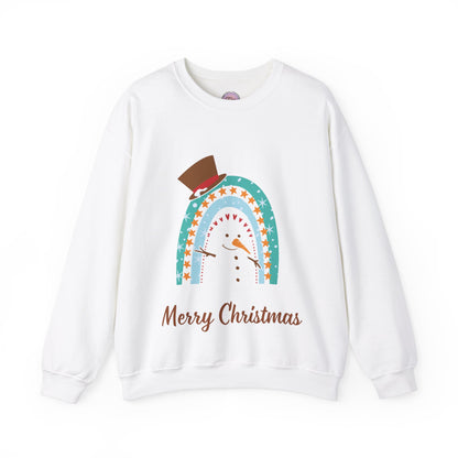 Snowman Rainbow Sweatshirt, Xmas Rainbow Sweatshirt, Xmas Snowman Pullover, Winter Rainbow Sweatshirt,  Winter Rainbow Sweater,  Cute Snowman Christmas Sweater, Xmas Snowman Sweater