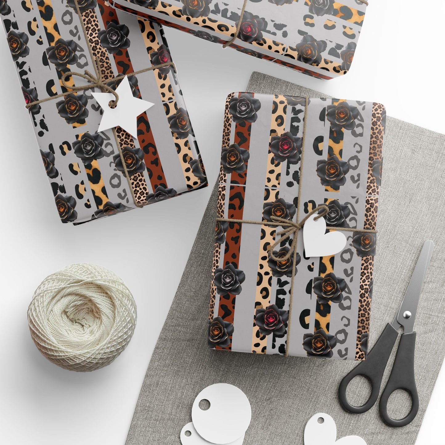 Copy of Copy of Valentine Heart Leopard Wrapping Paper — Romantic Animal Print Gift Wrap