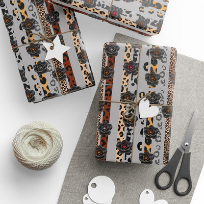 Copy of Copy of Valentine Heart Leopard Wrapping Paper — Romantic Animal Print Gift Wrap