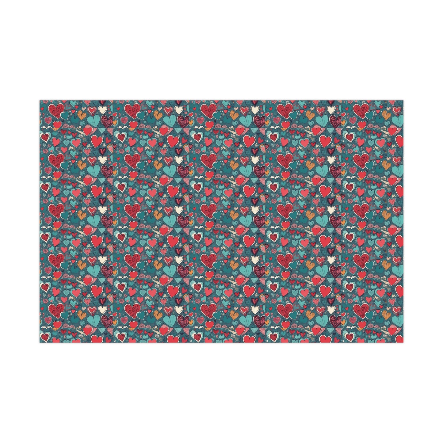 Watercolor Heart Wrapping Paper, Whimsical Love Paper Wrap,