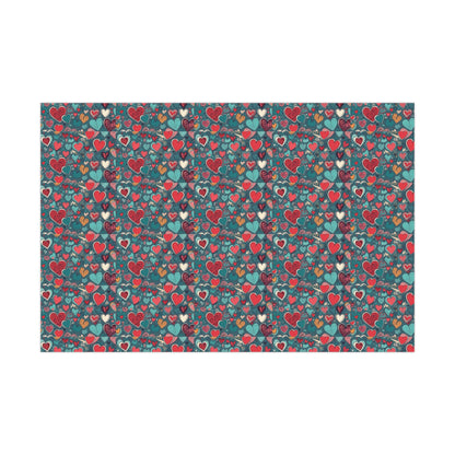 Watercolor Heart Wrapping Paper, Whimsical Love Paper Wrap,