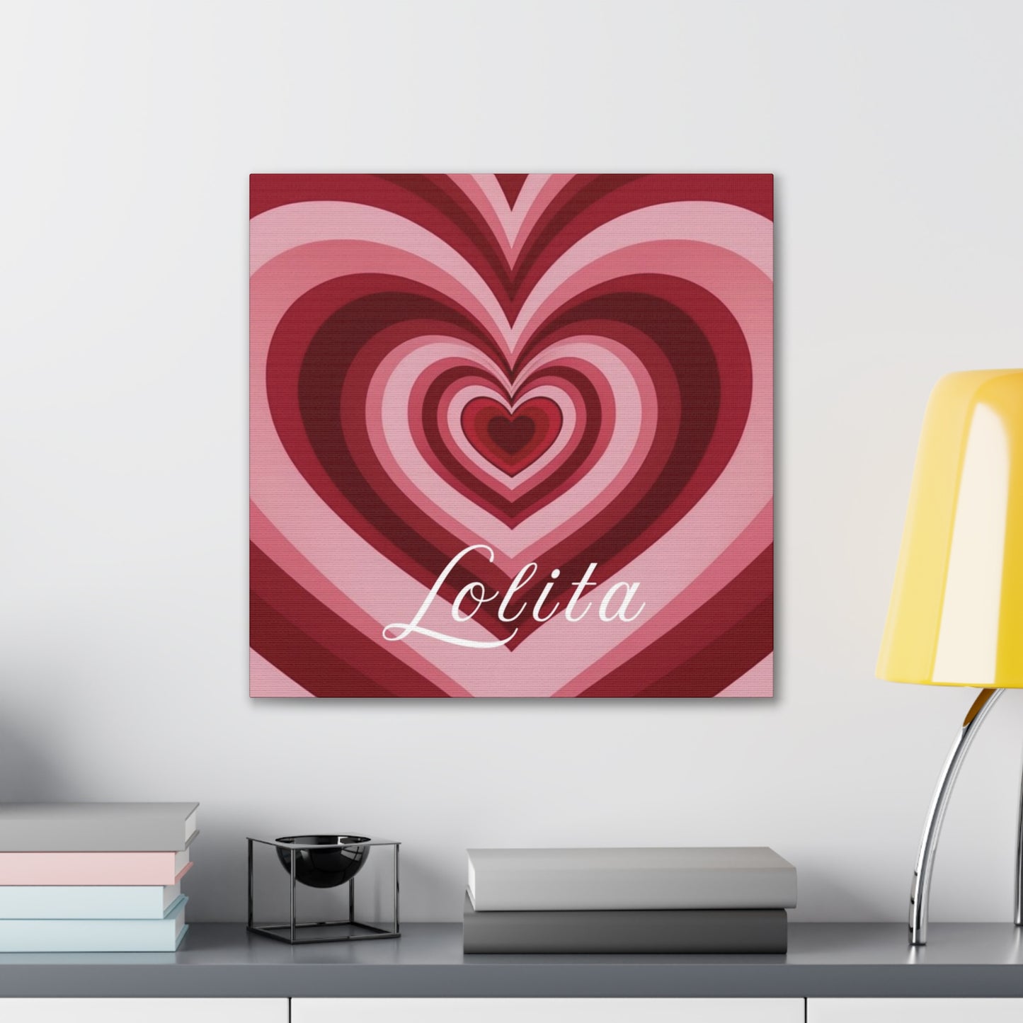 Heart Canvas Wall Art, Love Decor, Personalized Name Sign, Stretched Canvas Print, 0.75 Inch Depth, Customized Heart Design