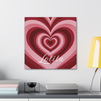 Heart Canvas Wall Art, Love Decor, Personalized Name Sign, Stretched Canvas Print, 0.75 Inch Depth, Customized Heart Design