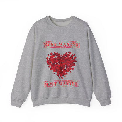 Most Wanted sweatshirt, Valentine Red Petal Heart Sweatshirt, Valentine's Day Heart Crewshirt,  Petal Sweatshirt, Valentine's Day Petal Sweatshirt,  Red rose heart Sweatshirt