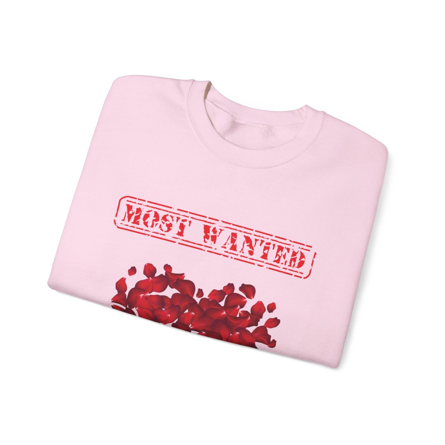 Most Wanted sweatshirt, Valentine Red Petal Heart Sweatshirt, Valentine's Day Heart Crewshirt,  Petal Sweatshirt, Valentine's Day Petal Sweatshirt,  Red rose heart Sweatshirt