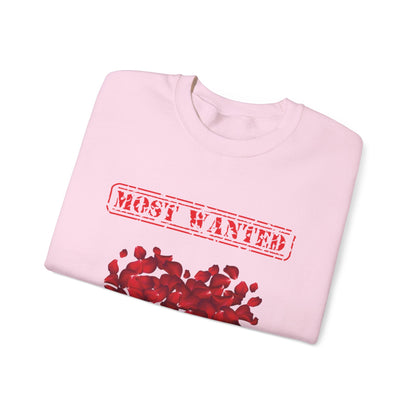 Most Wanted sweatshirt, Valentine Red Petal Heart Sweatshirt, Valentine's Day Heart Crewshirt,  Petal Sweatshirt, Valentine's Day Petal Sweatshirt,  Red rose heart Sweatshirt