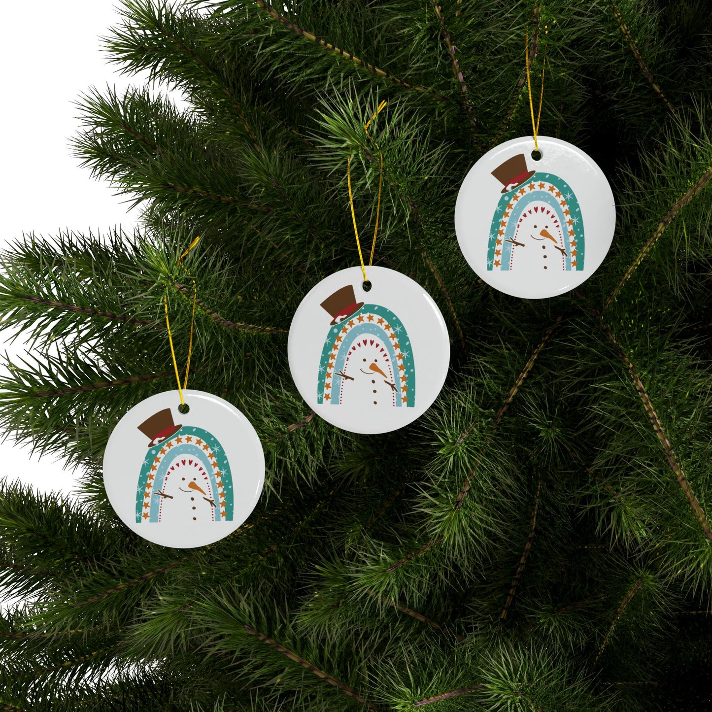Rainbow Snowman Christmas Ornament