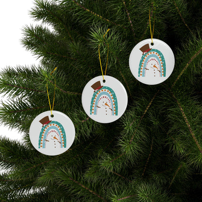 Rainbow Snowman Christmas Ornament