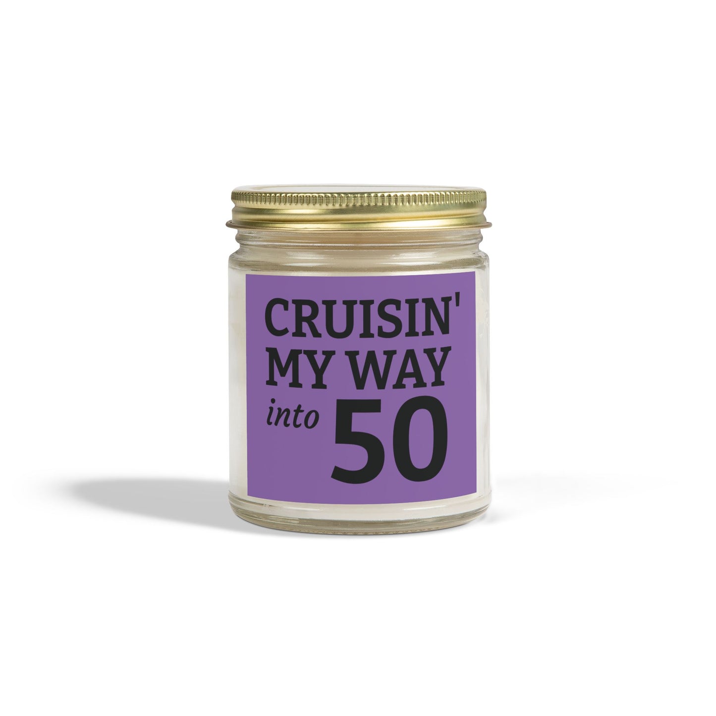 Cruisin My Way Into 50 Candle Funny 50th Birthday Gift For Women Men Coconut Apricot Wax Candle Unique Turning 50 Celebration Decor