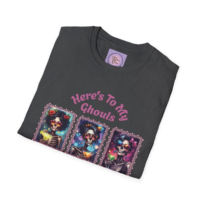 Halloween Ghouls T-Shirt, Day of the Dead Skeleton Shirt, Colorful Sugar Skull Tee, Fiesta Calavera Top, Halloween Skull Graphic T-Shirt Dia de Muertos Party Shirt