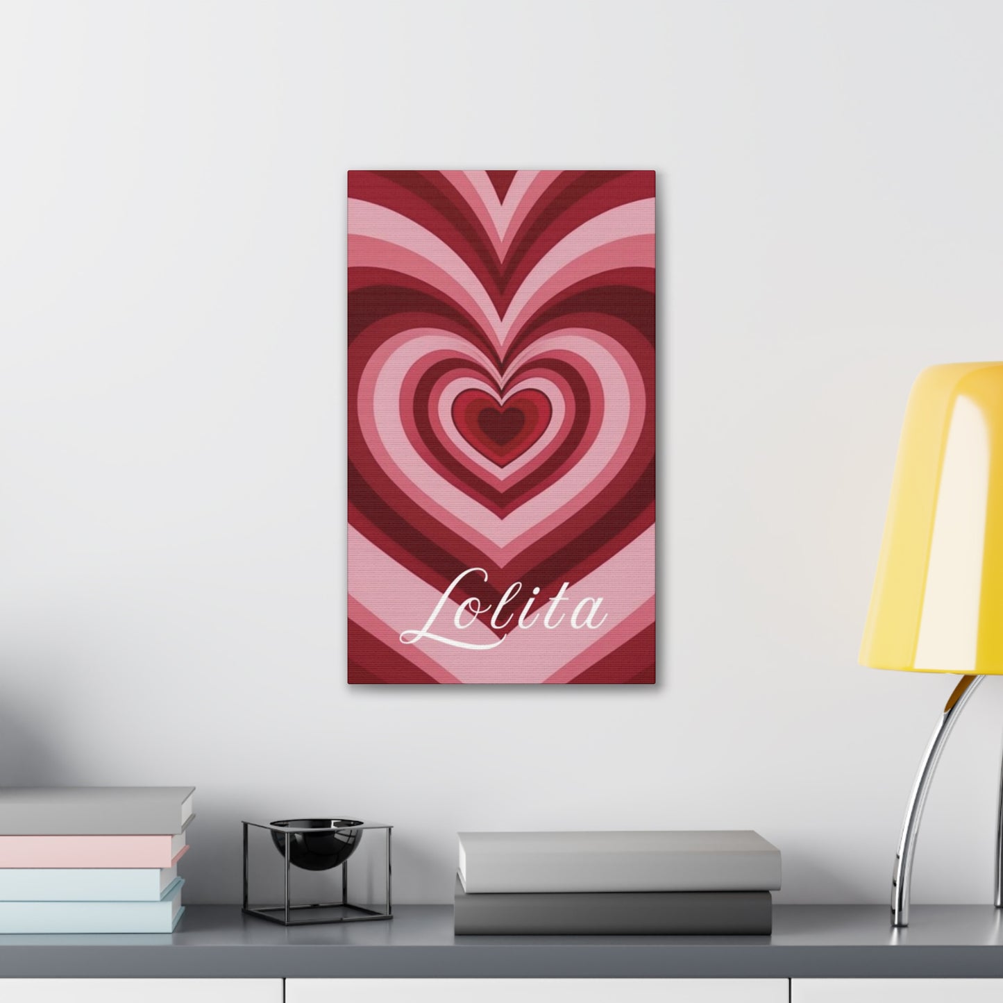 Heart Canvas Wall Art, Love Decor, Personalized Name Sign, Stretched Canvas Print, 0.75 Inch Depth, Customized Heart Design